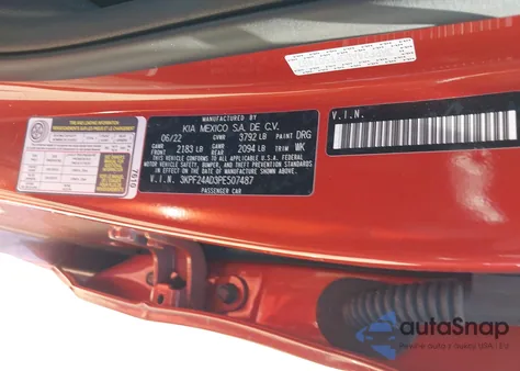 2023 Kia Forte Lxs z USA, uszkodzony, nr VIN 3KPF24AD3PE507487